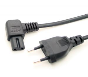 China European 2pin male to IEC 320 C7 angled power cord, Angled IEC C7 cord 1M on sale