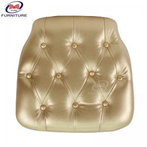 China Luxury Plywood Hard Vinyl Chiavari Chair Cushion Covers With Gold Button on sale