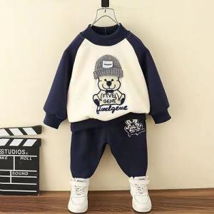 Teddy Bear Print 100 Cotton Baby Children Clothing Set No Hood Manufactures
