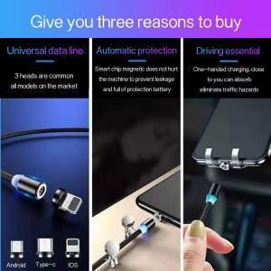  1M Cell Phone 3 In 1 Magnetic Braided Charging Micro Magnetic Usb Cable High Quality 3 in1 Fast Charger Cable Line Manufactures