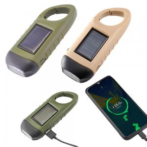 China LED Solar Powered Flashlight USB Charging Hand Crank Dynamo Flashlight Survival Gear Fishing Flashlight Clip for Outdoor on sale