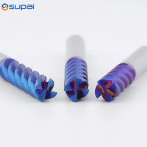 China HRC65 4Flute Carbide End Mill 4mm 6mm 8mm Cutting Tools Blue Nano Coating for Hard Milling on sale