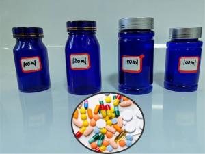 China 100cc 120cc Plastic Bottle for Pills Capsules Transparent Blue PET Refillable Plastic Solid Powder Pill Medicine bottle on sale