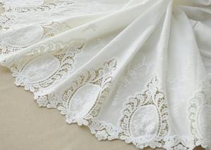  Cotton White Crochet Lace Fabric / Embroidered Lace Fabric For Home Textile 130cm Manufactures