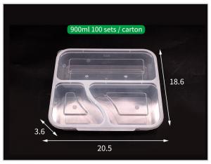  Three Compartment PP Rectangle Lunch Box Food Container Food Grade Material Manufactures