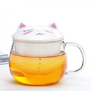  Fancy Cartoon Glass Tea Tumbler With Infuser , Pyrex Glass Tea Travel Mug Manufactures