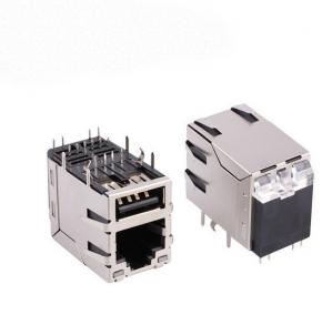  UL 94V-0 Dual USB RJ45 Modular Connector With LED Manufactures