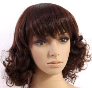  Short Curly Synthetic Hair Wigs , 6A Synthetic Curly Wigs Darker Brown Manufactures