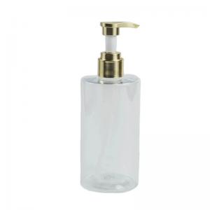 China 350ml Round Flat Shoulder Lotion Pump Bottle for Plastic Shampoo Shower Gel Packaging on sale