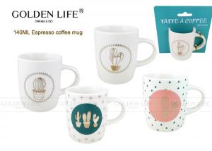  Durable Espresso Coffee Mugs 140cc Cactus Pattern Eco - Friendly AB Grade Manufactures