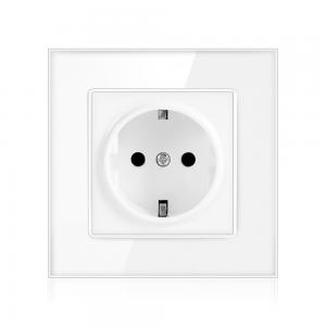  Power Socket,16A EU Standard Electrical Outlet 86mm * 86mm white Crystal Glass Panel wall socket Manufactures