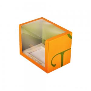China Rectangle Custom Cake Boxes With Window 350g Coated Paper Material on sale