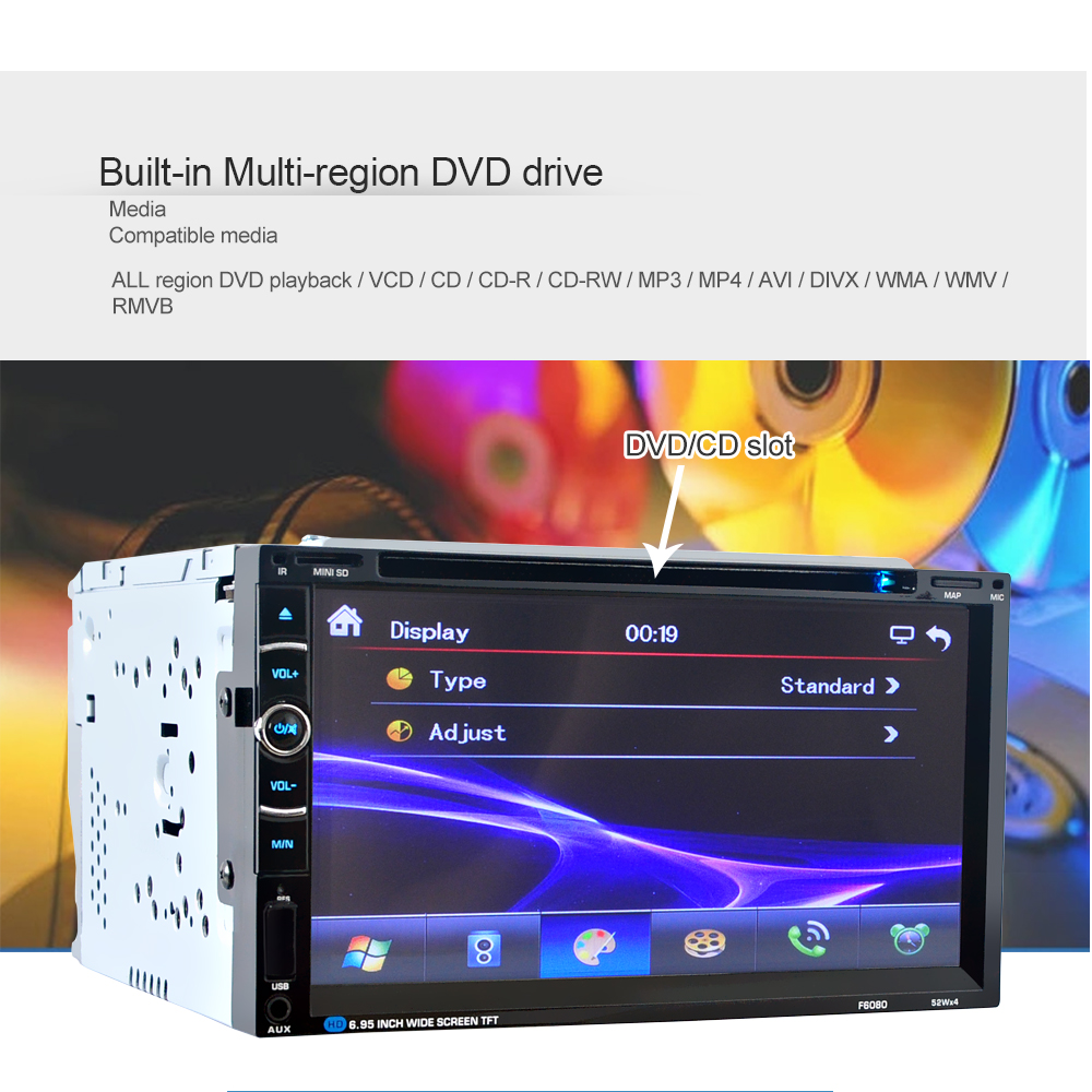 Double 2 DIN 7 inch Touch Screen FM AM TV USB Bluetooth Car Audio Radio Stereo Video MP5 DVD player