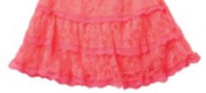 China Children Polyester Spandex Rose Red Lace Short Skirt on sale
