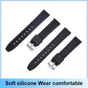 China Custom Black Soft Silicone Watch Strap 18mm With Stainless Steel Buckle Fashionable on sale