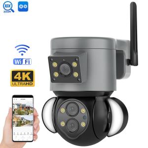 China 2 Inch 10X Zoom Multi Lens Security Camera With Floodlight Wide Angle View on sale