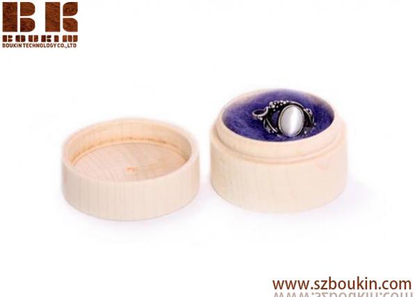 Quality small round wooden box, unfinished wooden ring earrings box, jewelry storage for sale