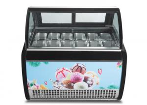 China 12 Pans Curved Glass Ice Cream Display Freezer Gelato Display Fridge on sale