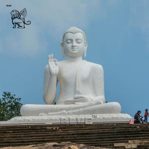 China BLVE Stone Sitting Sri Lanka Buddha Statues Marble Carving Giant Buddhist Sculpture White Large Outdoor on sale