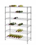 6 Layer Angled Shelf Unit Metal Wire Wine Rack Shelving 60 Bottles 18 Inches