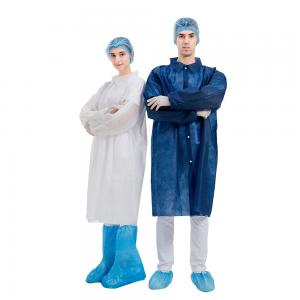 China 108*142cm,25-40gsm White Non Woven Lab Coats with knitted cuff on sale