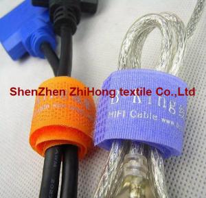 China Customized screen printed flexible  hook loop cord strap/cable ties on sale