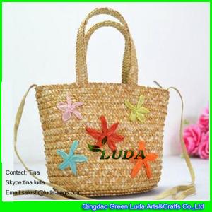  LUDA natural kids beach bags small wheat straw beach bag with emboridery seashall Manufactures