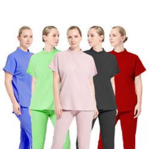 Various Color Hospital Scrub Suit Custom Logo Women V Neck Manufactures