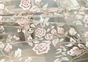China Exquisite Multi Colored Lace Fabric with Blush Pink And Metallic Yarn Embroidered on sale