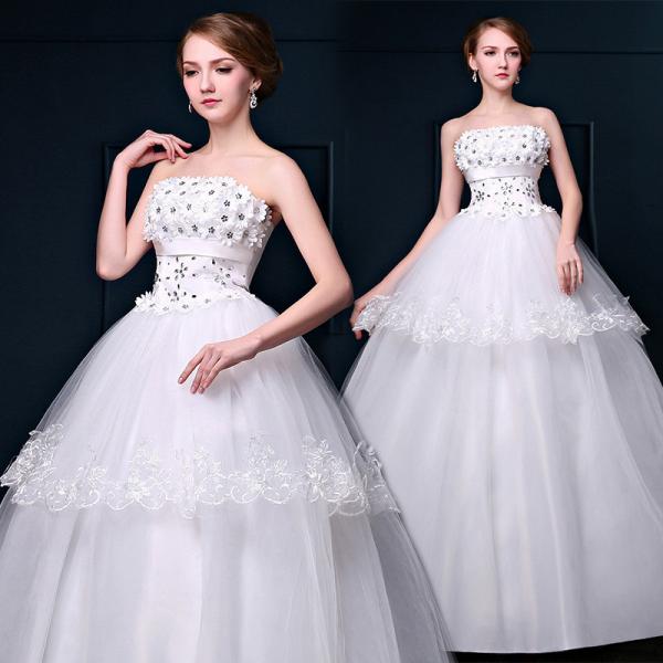Quality Hot Sale Appliques Beading Wedding Dress White Princess Waist Organza Wedding Dress for sale