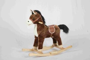 China 2.1KG Brown Wooden Rocking Horse Pony With Realistic Sounds / Two Curved Rails on sale