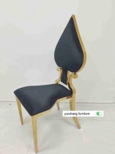  Fancy Gold Wedding chair stackable luxury design white cushion Manufactures