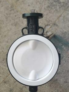 White And Blue  PTFE lined butterfly valve ,  Ptfe Seat Butterfly Valve   Headless  Type DN40 - DN150 Size Customized