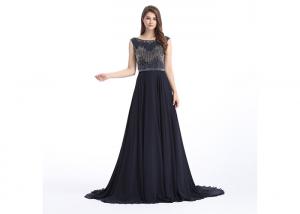 Beaded Embroidered Formal Evening Dresses , Flower Embroidery Evening Dresses For Women