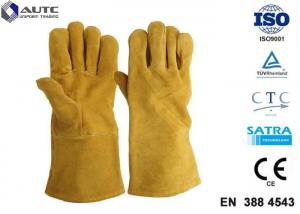  Leather Heat Resistant PPE Safety Gloves Soft High Dexterity For Welding Oven Fireplace Manufactures