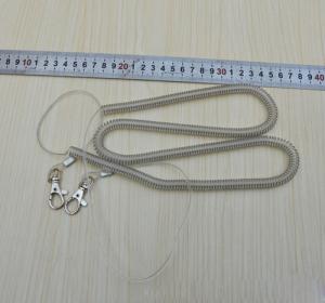  Good protector plastic steel wire core coiled lanyard leash holder w/thumb trigger hooks Manufactures