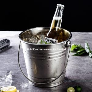 China 0.8L Promotion outdoor stainless steel ice bucket with handle for bar metal champagne beer wine keg cooler on sale