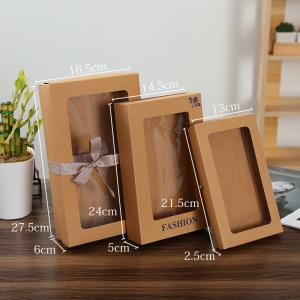China Decorative Window Scarf Gift Box Kraft Paper Bag With Bow Glossy Lamination on sale