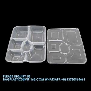  Custom 5 compartment 6 Compartment recyclable Bento Food Containers Take Away Disposable Plastic Lunch Bento Box Manufactures