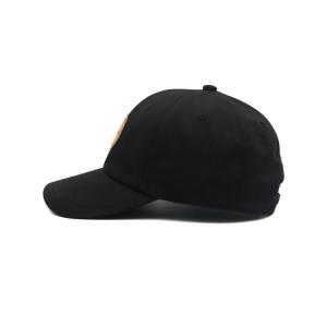  Leather patch and metal buckle strap with feeder loop for Customized 6 Panel Constructured Baseball Cap Manufactures