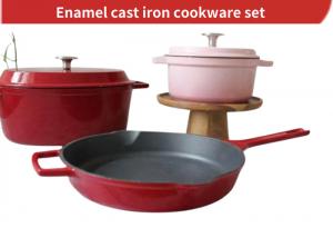 China ISO9001 Enameled Cast Iron Skillet Set With Casserole Dutch Oven / Fry Pan on sale