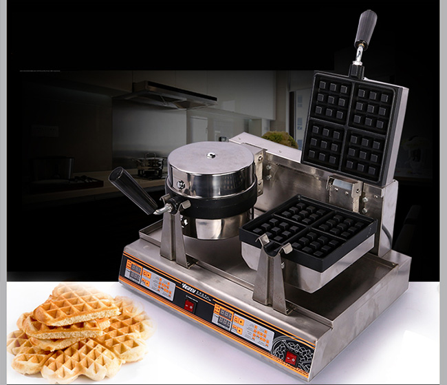 Durable Snack Food Processing Equipment , Double Head Square Waffle Machine