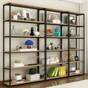 China Easy Installation Metal And Wood Display Shelves , Metal Shelving With Wood Shelves on sale