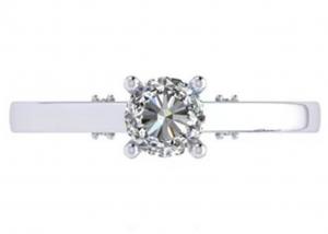 China Claw Setting 18k White Gold Wedding Ring , GIA 5.35mm Round Brilliant Cut Diamond Ring on sale