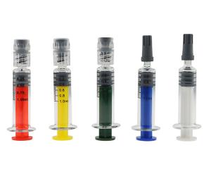 China Borosilicate Glass Custom Weed Pack 1ml Colored Luer Lock Syringe For Concentrate Oil on sale