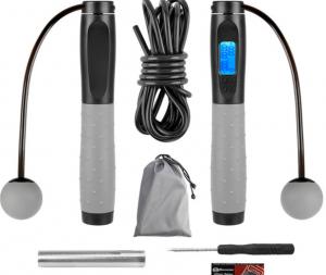 China YLY Black Color Body Building Aerobic Training Smart Digital Jump Rope Adjustable PVC on sale