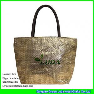 China LUDA discount leather handles straw  handbag paper straw metallic shopping bag on sale