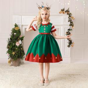 China Children'S Dress Clothing Girls Fancy Christmas Dress Snowflake Printed Dresses on sale