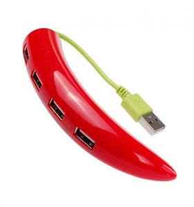 China Red Green Cartoon Chili Shape USB 2.0 HUB Splitter Adapter on sale