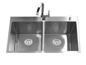 China Stainless Steel Universal Handmade Kitchen Sink 2 Equal Basin 210mm Depth on sale